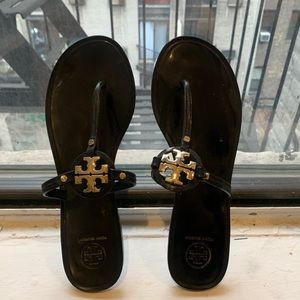 Tory Burch Gold Logo Sandals. Size 9.